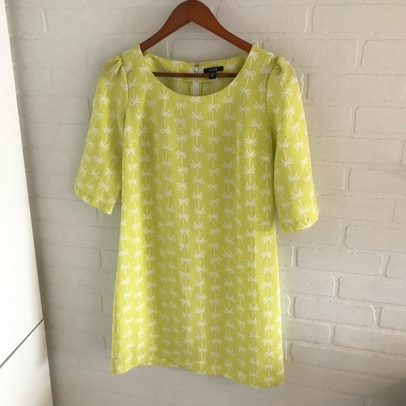 Jacob Printed Flowy Mini Dress Stunning Lime White Palm trees Half Sleeve Sz XS - Picture 1 of 7